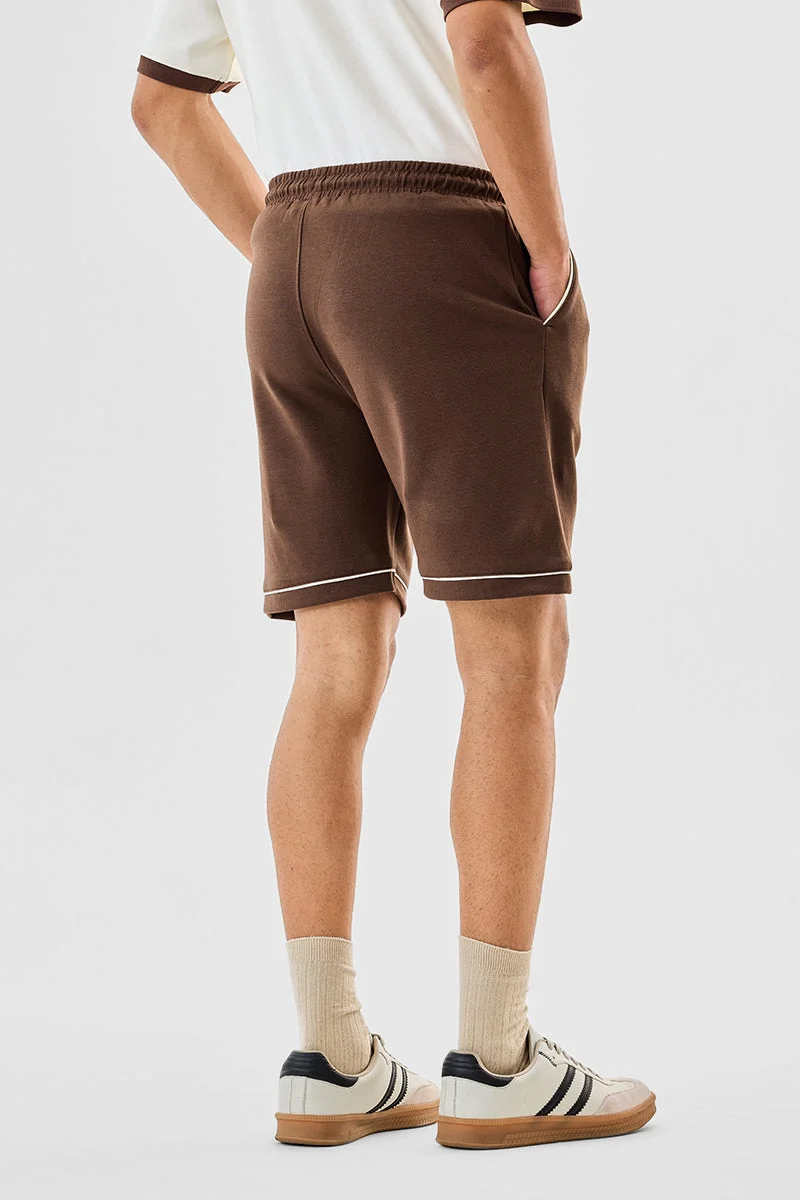 Snitch Brown 100% Cotton Regular Fit Shorts for Men | Best Price UAE